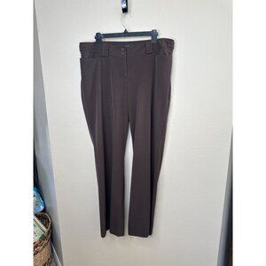 Lane Bryant Womens Brown Dress Pants 2 polyester wide leg straight button zip‎